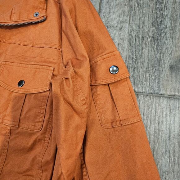 Thread and Supply Utility Jacket Women 1X Orange Lightweight Cargo Casual Fall - Picture 6 of 11